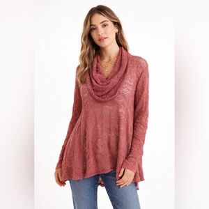 Free People Cowl Neck Hi-Low Tunic Sz M